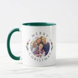 Taza Corona Botánica Moderna Foto Navidad