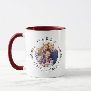 Taza Corona Botánica Moderna Foto Navidad