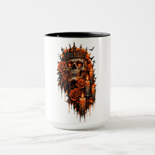 Taza Corona de cráneo gótico Halloween Rosas oscuras es