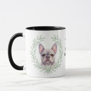 Taza Corona de eucalipto Bulldog Francés Gris Monograma