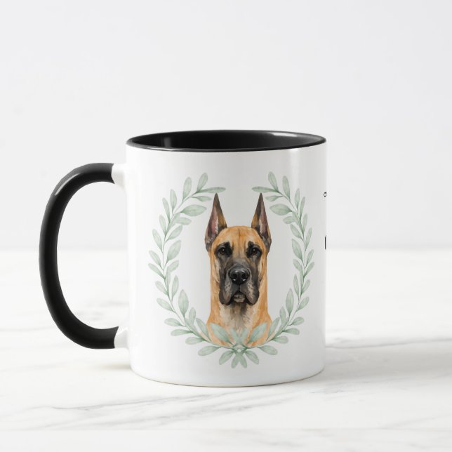 Taza Corona de eucalipto Ciervo Gran Danés Monograma (Izquierda)