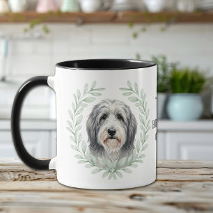 Taza Corona de Eucalipto Collie Barbudo Monograma