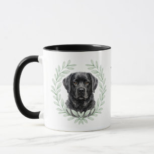 Taza Corona de eucalipto Labrador Retriever negro monog