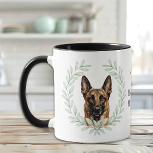Taza Corona de Eucalipto Malinois Belga Monograma