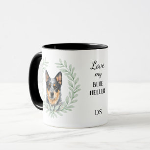 Taza Corona de Eucalipto Perro Blue Heeler Monograma