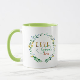 Taza Corona de flores de acuarela de amor