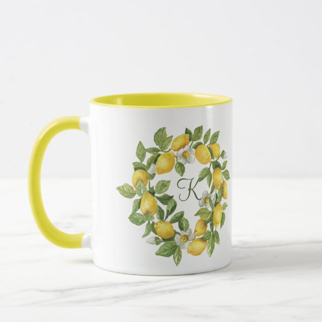 Taza Corona de limones Monograma Verde Amarillo   (Izquierda)