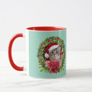Taza Corona de Navidad atigrada de Navidad
