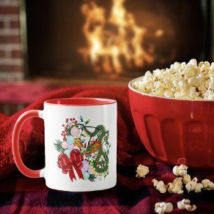 Taza Corona de Navidad del dragón chino de fantasía