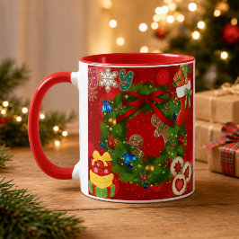 Taza Corona de Navidad Personalizada Joy Gingerbread