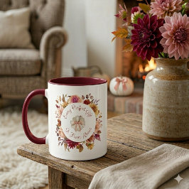 Taza Corona de otoño de dalia Escritura Calabaza