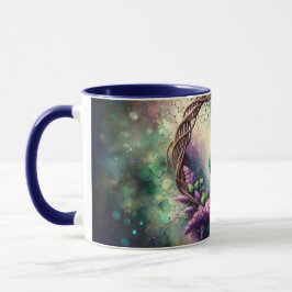 Taza Corona Floral de Pavo Real Encantado