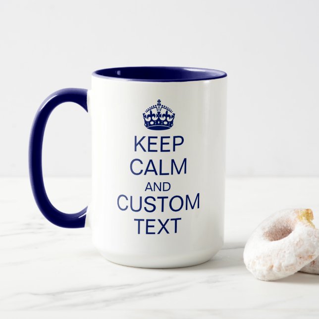 Taza Corona "Mantener la calma" y [Texto Personalizado] (Con donut)