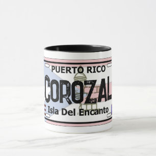 Taza Corozal Bandera de Puerto Rico atrapa de matrícula