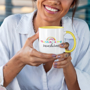 Taza Correr es mi gráfico del arcoiris colorido del sol