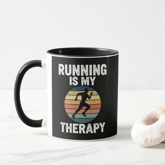 Taza Correr Es Mi Terapia (Con donut)