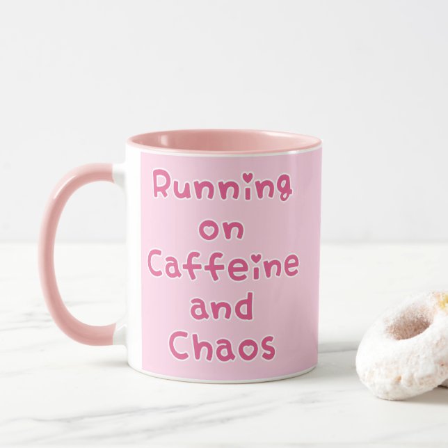 Taza Corriendo con cafeína y caos (Con donut)