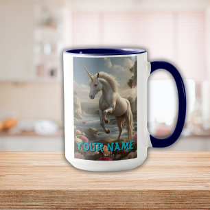 Taza Corriente de flores unifamiliares blancas personal
