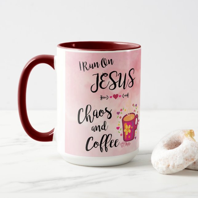 Taza Corro con Jesús, caos y café (Con donut)