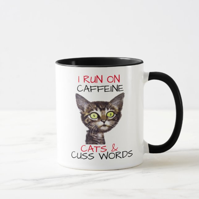 TAZA CORRO EN CAFFEINE CATS & CUSS WORDS (Derecha)
