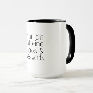 Taza Corro en caos del cafeína y Cuss las palabras
