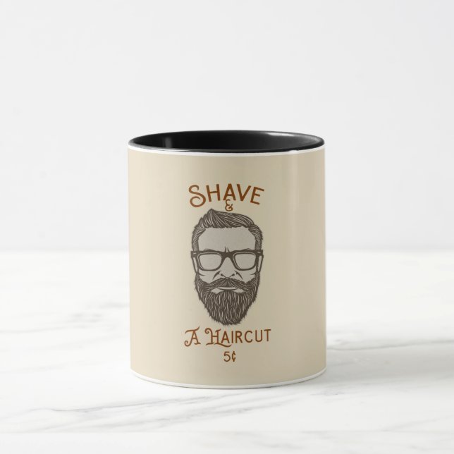 Taza Corte y Afeitado Gráfico de Barbería Retro (Centro)