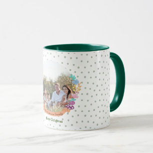 Taza Corto gato Floral correa Navidades blancos foto