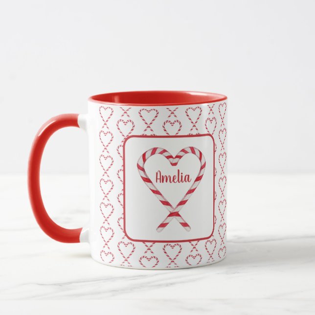 Taza Cortos Navidades Nombre personalizado Candy Cane H (Izquierda)
