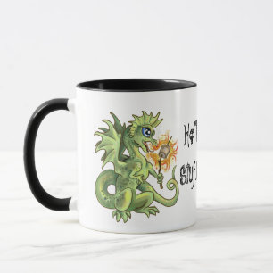 Taza ¡Cosas calientes! Lil marshmellow asando dragón
