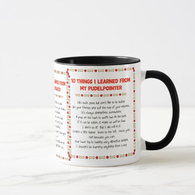 Taza Cosas divertidas I aprendido de mi Pudelpointer (Derecha)