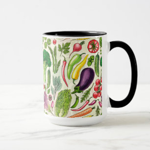 Taza Cosecha de huertos de verduras y hierbas en blanco