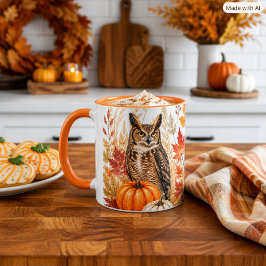 Taza Cosecha de otoño vida silvestre búho y calabazas n