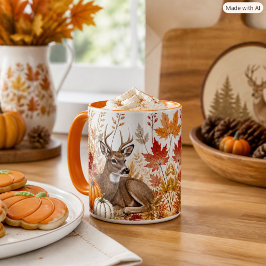 Taza Cosecha de otoño vida silvestre ciervo y calabazas
