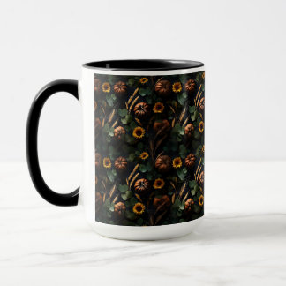 Taza Cosecha oscura de otoño – Calabazas, trigo, giraso