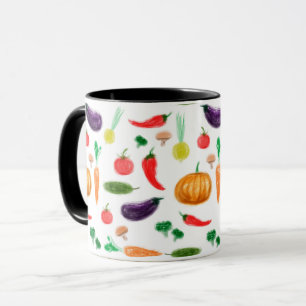 Taza Cosecha verduras tomate pimiento zanahoria hongo c