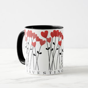 Taza Cosechando Corazones Caprichosos Flores Rojas Cora