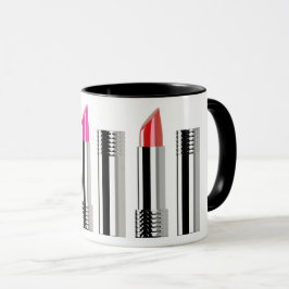 Taza Cosmetólogo de lápiz labial belleza cromo rosa roj