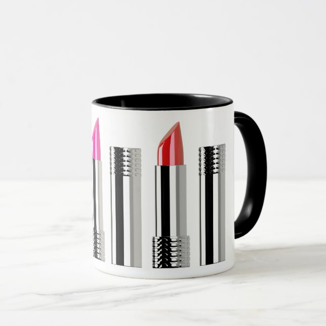 Taza Cosmetólogo de lápiz labial belleza cromo rosa roj (Anverso derecho)