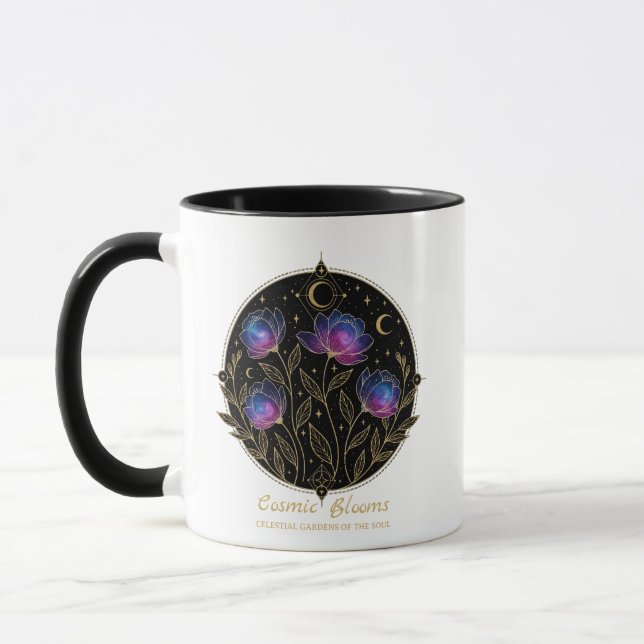 Taza Cosmic Blooms – Celestial Floral Mandala flowers (Izquierda)