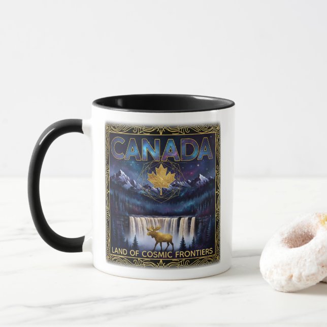 Taza Cosmic Canada Nature Celestial Art (Con donut)
