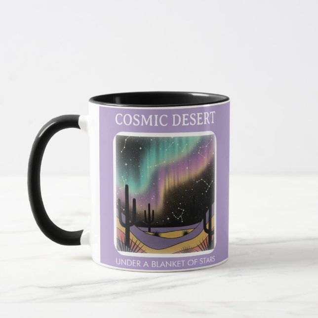 Taza Cosmic Desert Aurora • Retro Western Night Sky (Izquierda)