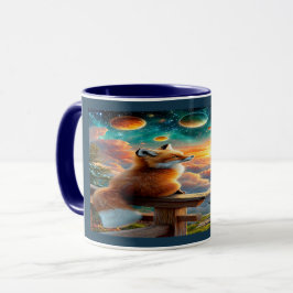 Taza Cosmic Fox and Planets Magical Sunset Mug