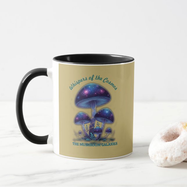 Taza Cosmic Galaxy Mushrooms • Whimsical Fantasy Fungi  (Con donut)