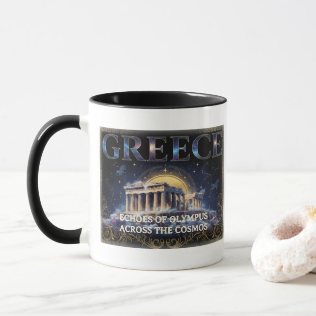 Taza Cosmic Greece Ancient Temple Celestial Art (Con donut)
