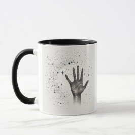 Taza Cosmic Hand in Starry Galaxy – Surreal Spiritual S