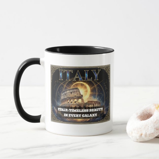 Taza Cosmic Italy Roman Colosseum Celestial Art (Con donut)
