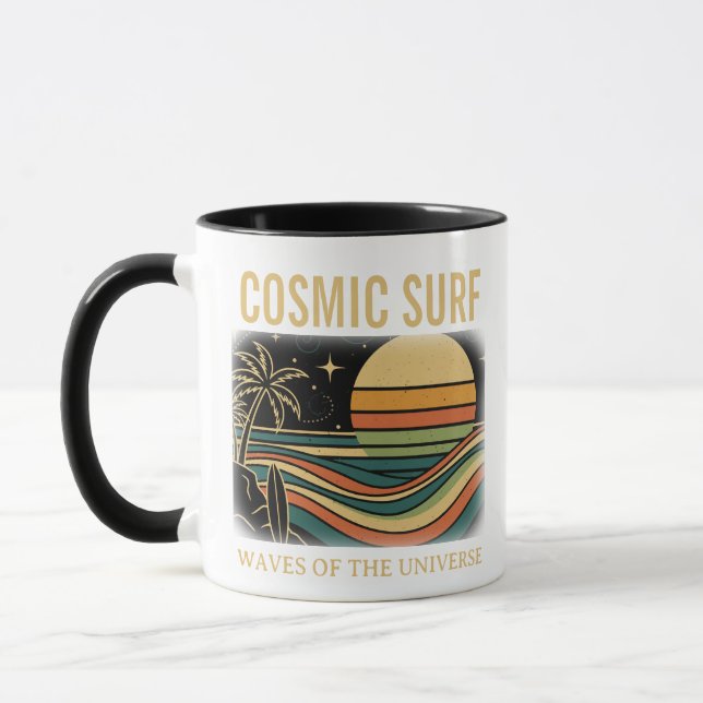 Taza Cosmic Surf Retro Wave • Vintage Sunset Surfing (Izquierda)