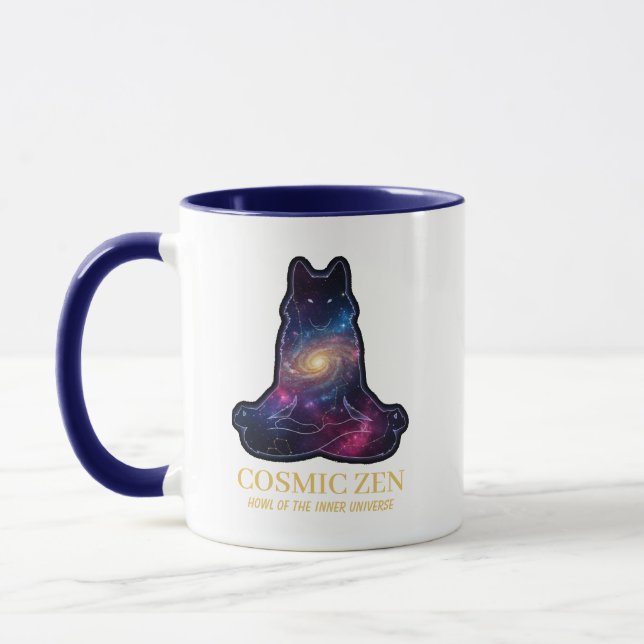 Taza Cosmic Zen Wolf – Meditating Galaxy Spirit Animal  (Izquierda)