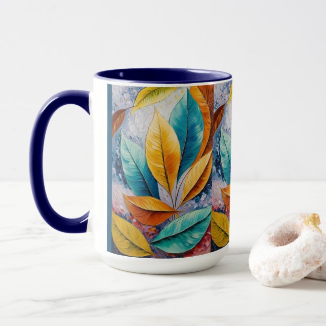 Taza Cosmos besados por el sol | Diseño de hojas de Mod (Con donut)