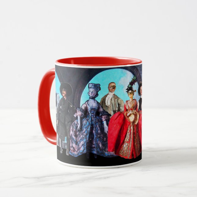 TAZA COSTUMBRES DE MÁSCARA DE MASQUERADE DE ANTIGÜEDADE (Anverso izquierdo)